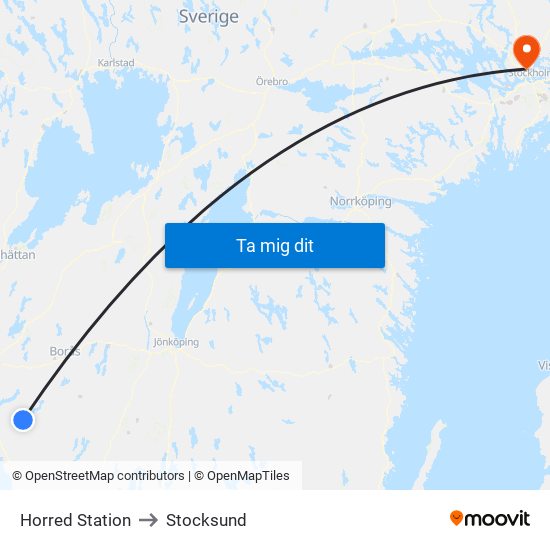 Horred Station to Stocksund map