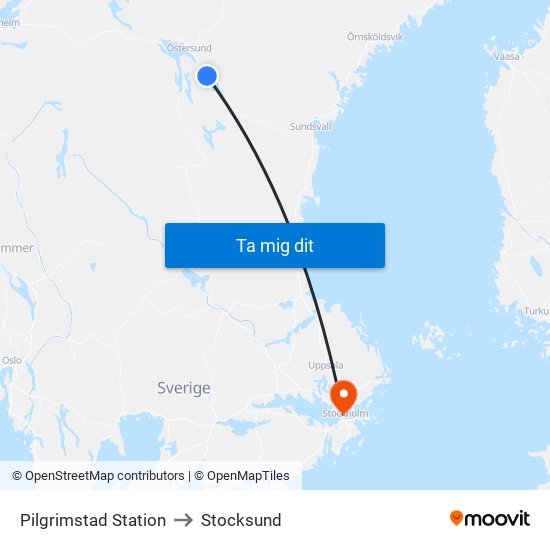 Pilgrimstad Station to Stocksund map