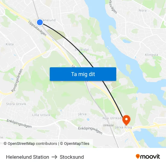 Helenelund Station to Stocksund map