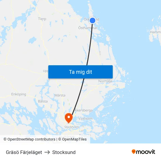 Gräsö Färjeläget to Stocksund map