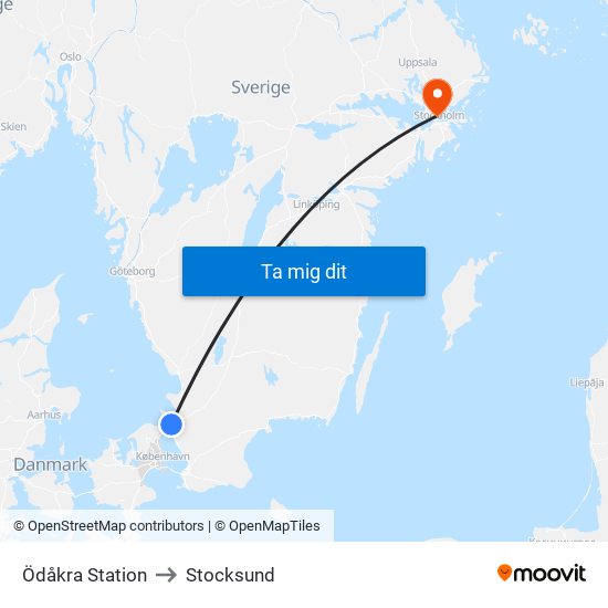 Ödåkra Station to Stocksund map