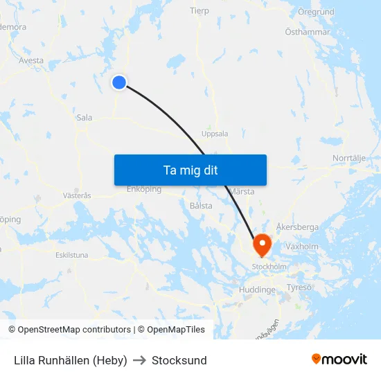 Lilla Runhällen (Heby) to Stocksund map