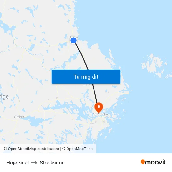 Höjersdal to Stocksund map