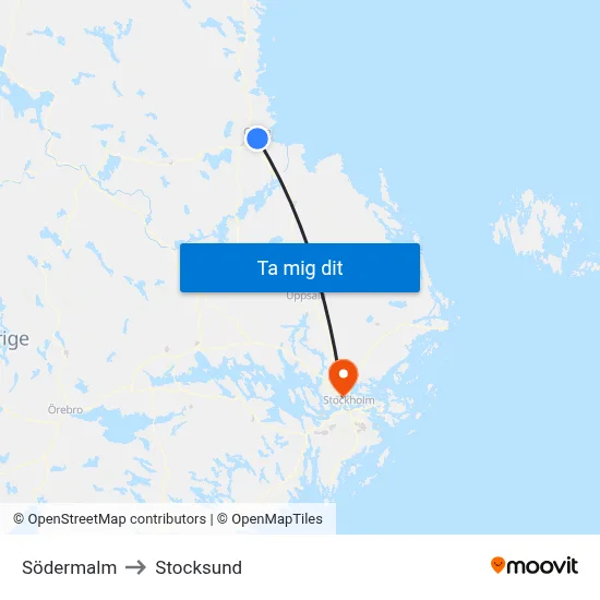 Södermalm to Stocksund map