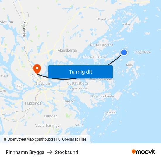 Finnhamn Brygga to Stocksund map