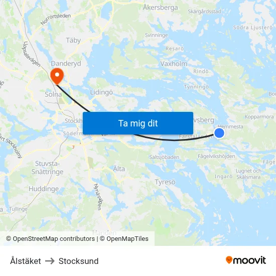 Ålstäket to Stocksund map