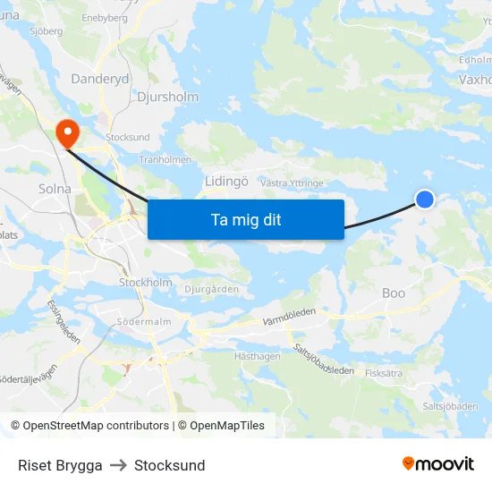 Riset Brygga to Stocksund map