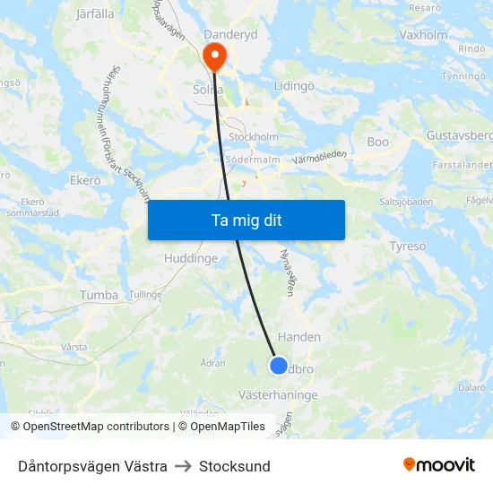 Dåntorpsvägen Västra to Stocksund map