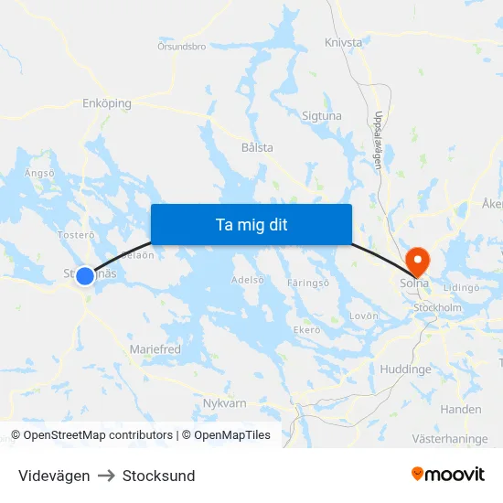 Videvägen to Stocksund map