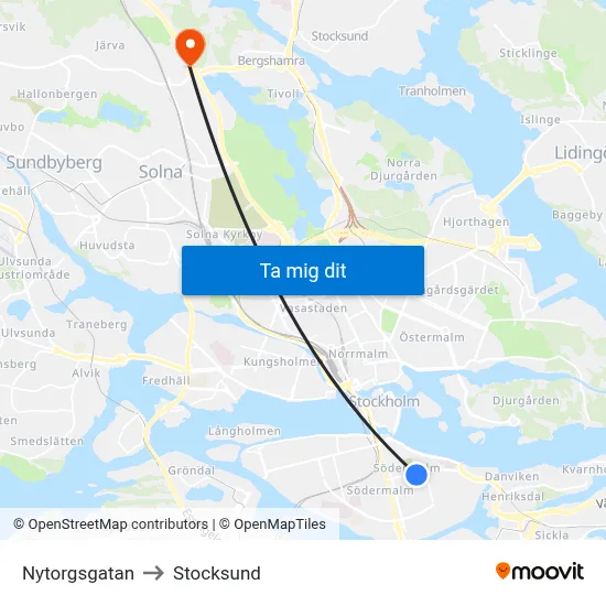 Nytorgsgatan to Stocksund map