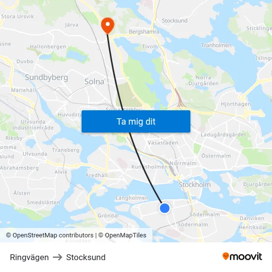 Ringvägen to Stocksund map