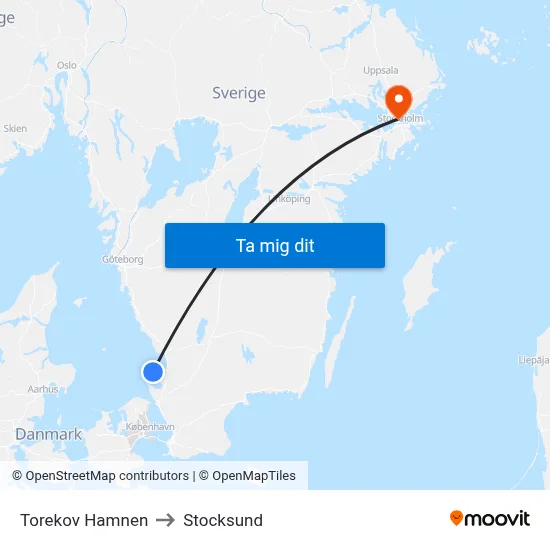 Torekov Hamnen to Stocksund map