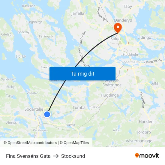 Fina Svenséns Gata to Stocksund map