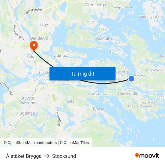 Ålstäket Brygga to Stocksund map