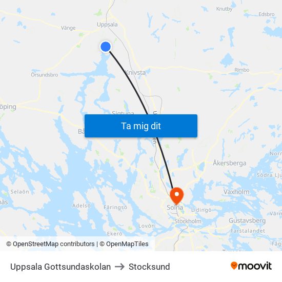 Uppsala Gottsundaskolan to Stocksund map