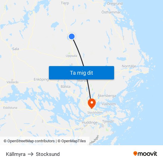 Källmyra to Stocksund map