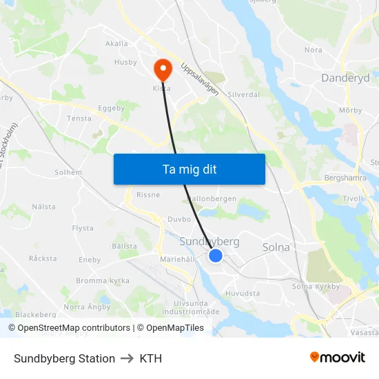 Sundbyberg Station to KTH map
