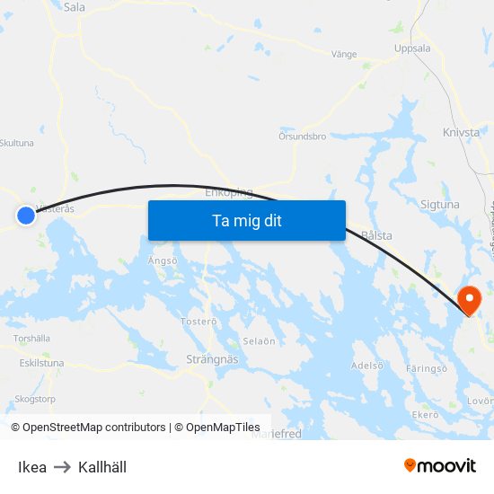 Ikea to Kallhäll map