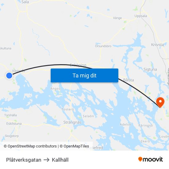 Plåtverksgatan to Kallhäll map