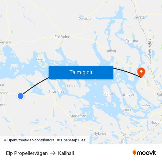 Elp Propellervägen to Kallhäll map