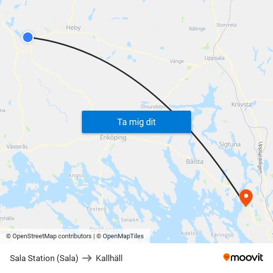 Sala Station (Sala) to Kallhäll map