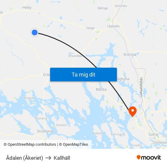 Ådalen (Åkeriet) to Kallhäll map