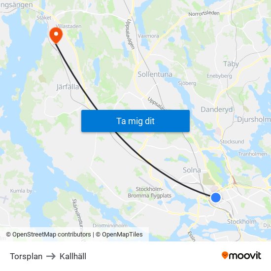 Torsplan to Kallhäll map