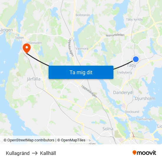 Kullagränd to Kallhäll map