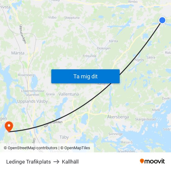 Ledinge Trafikplats to Kallhäll map