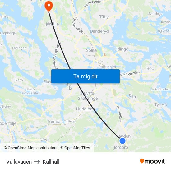 Vallavägen to Kallhäll map