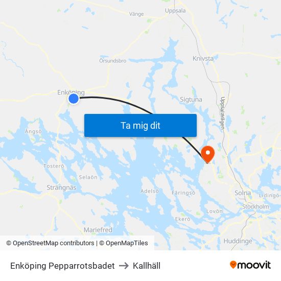 Enköping Pepparrotsbadet to Kallhäll map