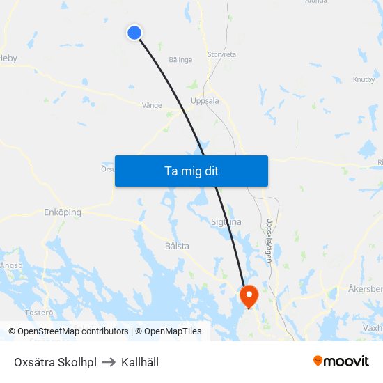 Oxsätra Skolhpl to Kallhäll map