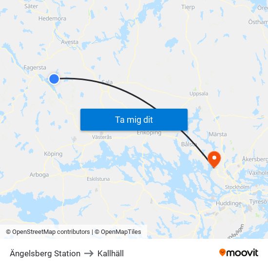 Ängelsberg Station to Kallhäll map