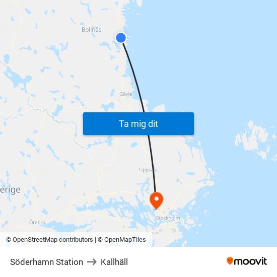 Söderhamn Station to Kallhäll map