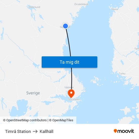 Timrå Station to Kallhäll map