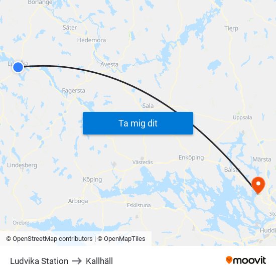 Ludvika Station to Kallhäll map