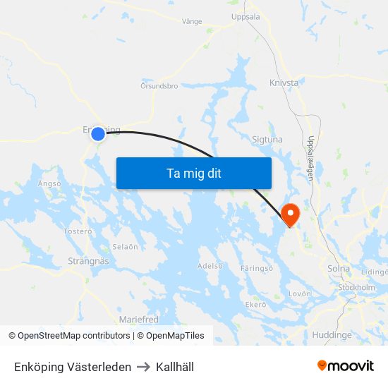 Enköping Västerleden to Kallhäll map