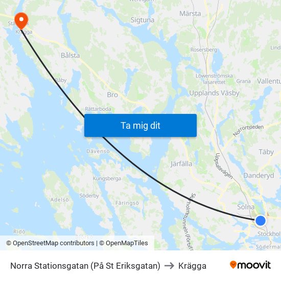 Norra Stationsgatan (På St Eriksgatan) to Krägga map