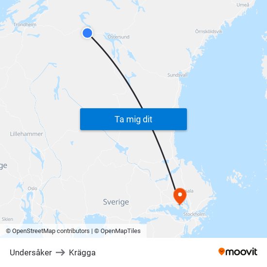 Undersåker to Krägga map