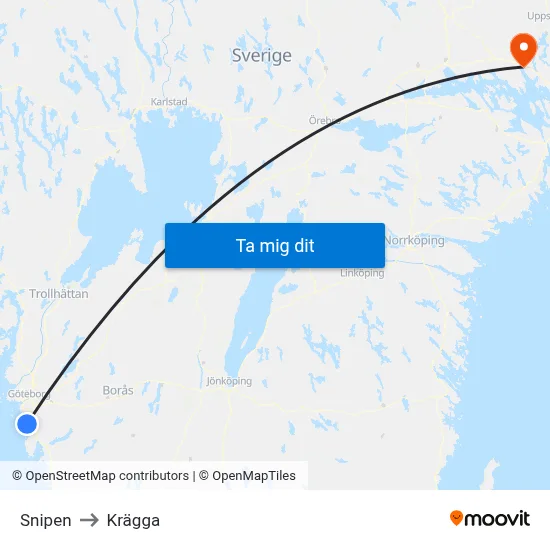 Snipen to Krägga map