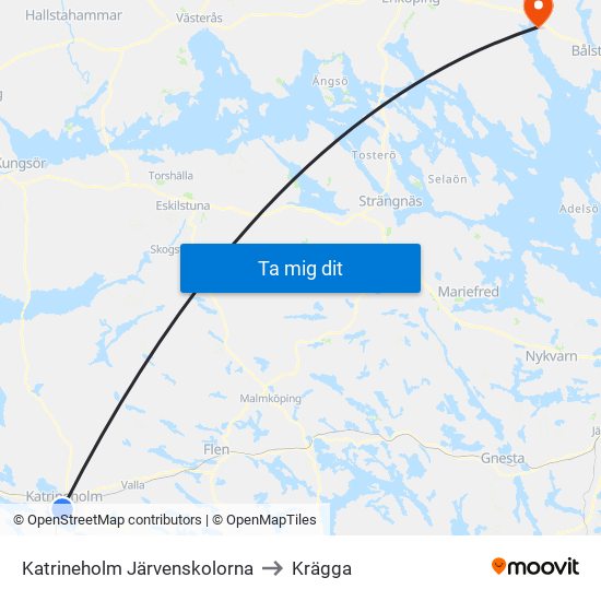 Katrineholm Järvenskolorna to Krägga map