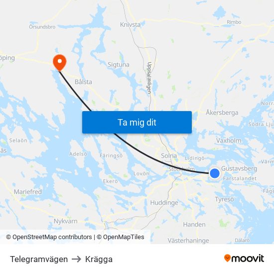 Telegramvägen to Krägga map