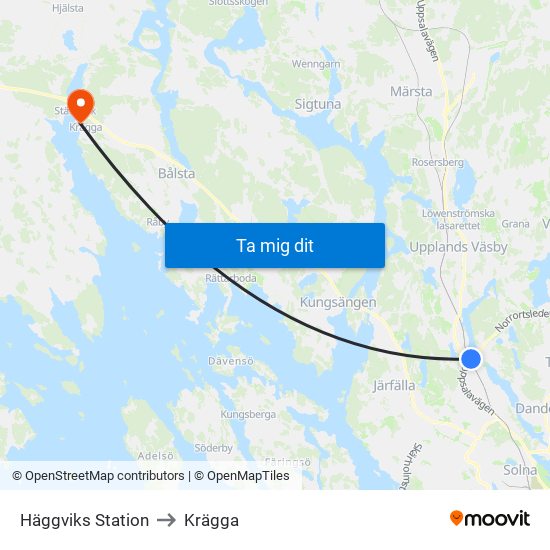 Häggviks Station to Krägga map