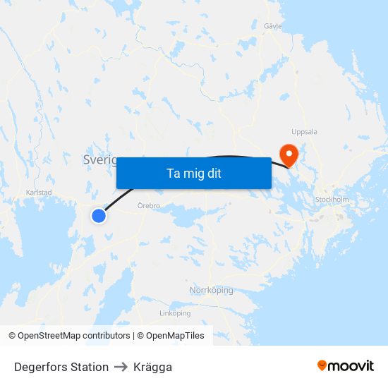 Degerfors Station to Krägga map
