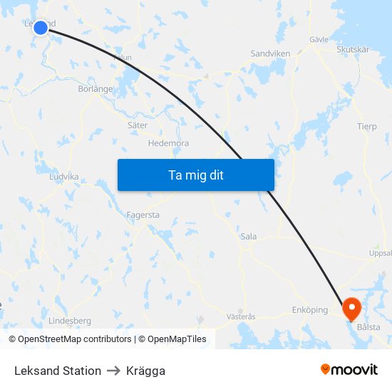 Leksand Station to Krägga map