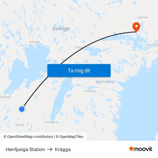 Herrljunga Station to Krägga map