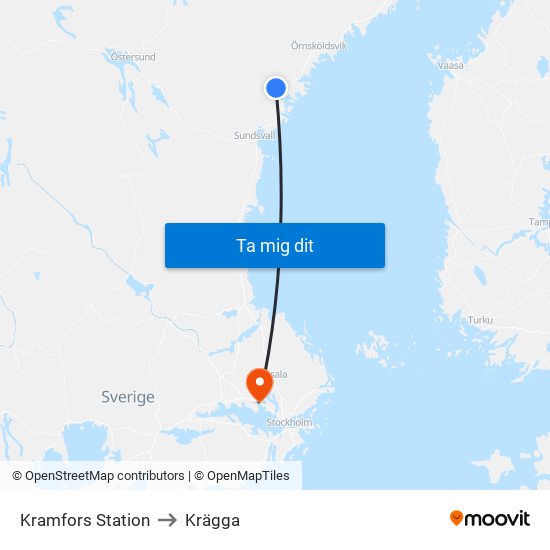 Kramfors Station to Krägga map