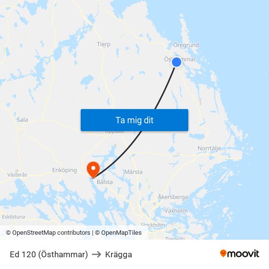 Ed 120 (Östhammar) to Krägga map