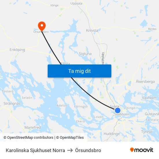 Karolinska Sjukhuset Norra to Örsundsbro map