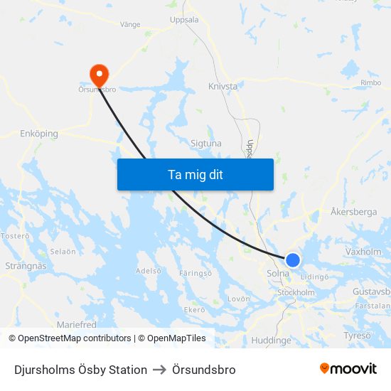 Djursholms Ösby Station to Örsundsbro map